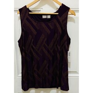 Chicos Travelers Lurex Jacquard Tank Mystique Purple Metallic Top size 3